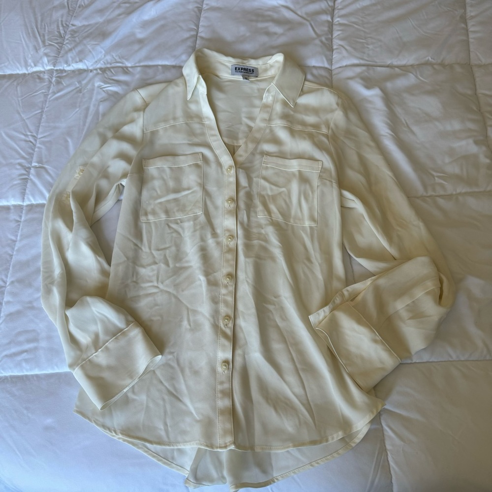 Express White Workwear Office wear Blouse Size XS